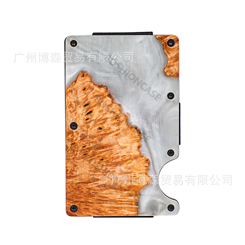 钱夹高质量稳定木信用卡钱夹防盗RFID铝制薄款卡包