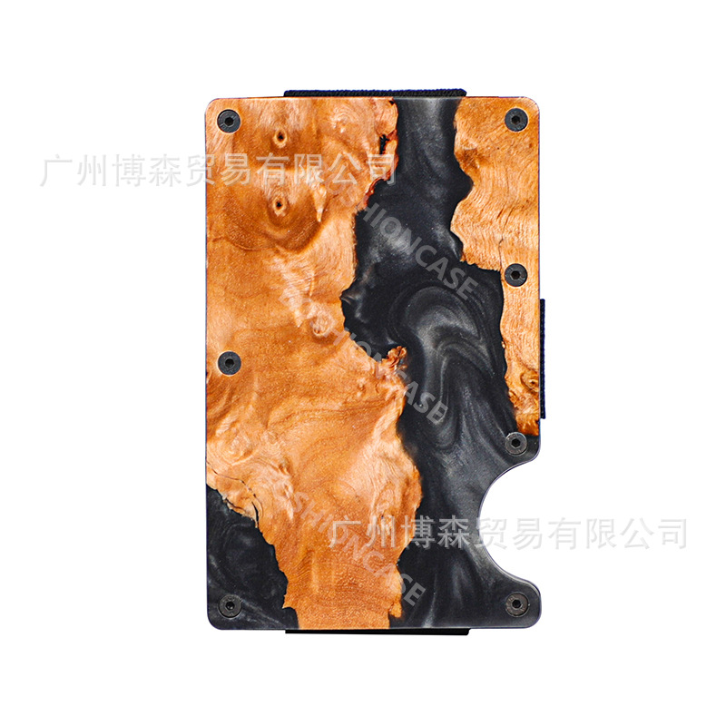 钱夹高质量稳定木信用卡钱夹防盗RFID铝制薄款卡包