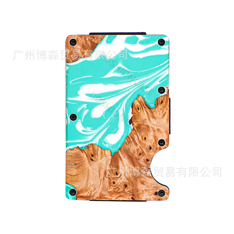 钱夹高质量稳定木信用卡钱夹防盗RFID铝制薄款卡包