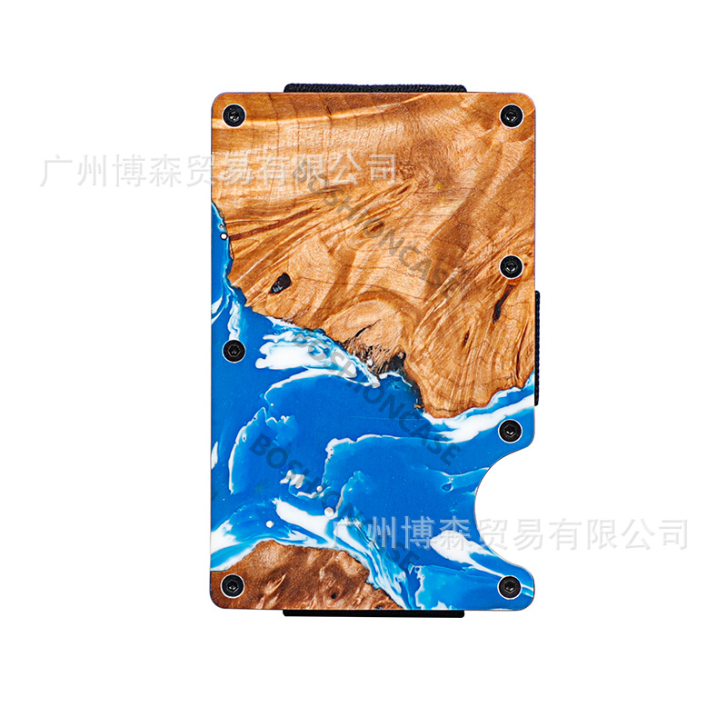 钱夹高质量稳定木信用卡钱夹防盗RFID铝制薄款卡包