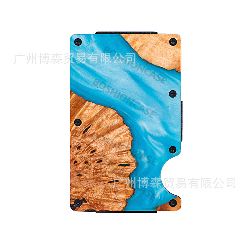 钱夹高质量稳定木信用卡钱夹防盗RFID铝制薄款卡包