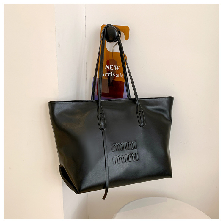 简约气质复古风字母纯色单肩托特女包时尚百搭通勤包