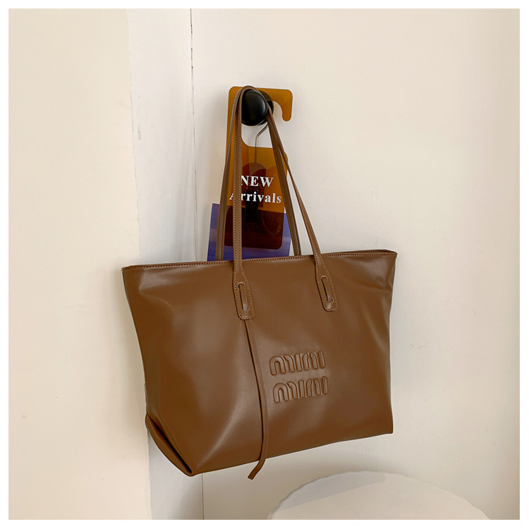 简约气质复古风字母纯色单肩托特女包时尚百搭通勤包