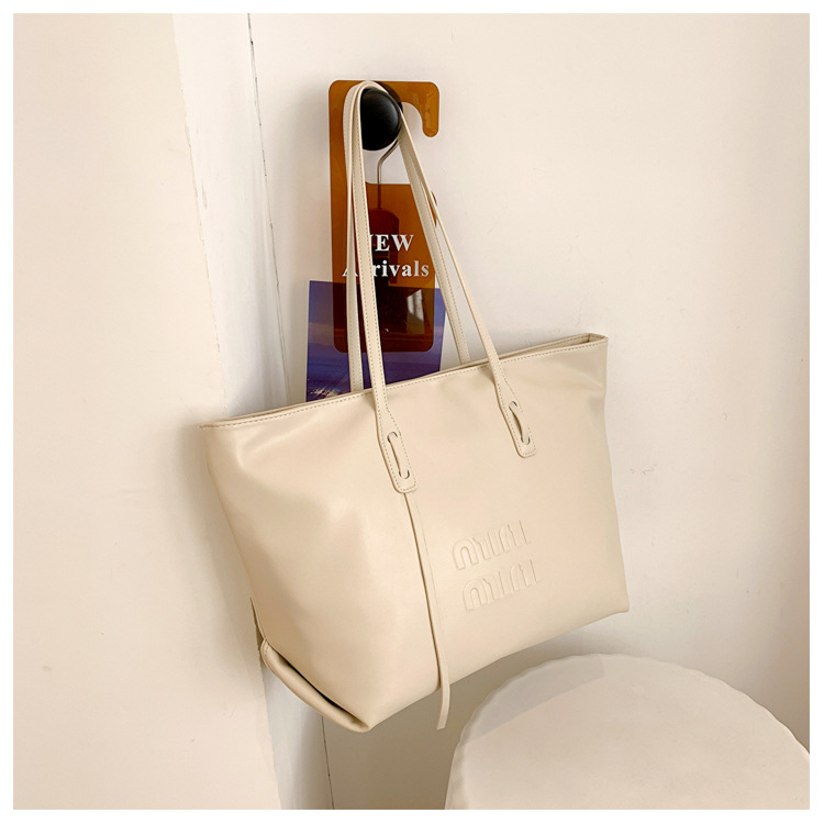 简约气质复古风字母纯色单肩托特女包时尚百搭通勤包