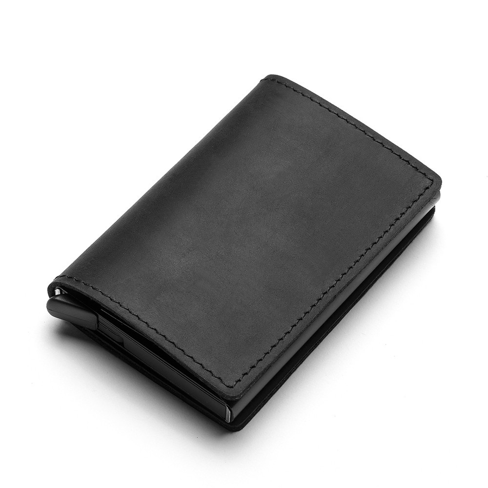 疯马皮卡包 真皮大容量RFID防盗刷金属卡包 定制logo