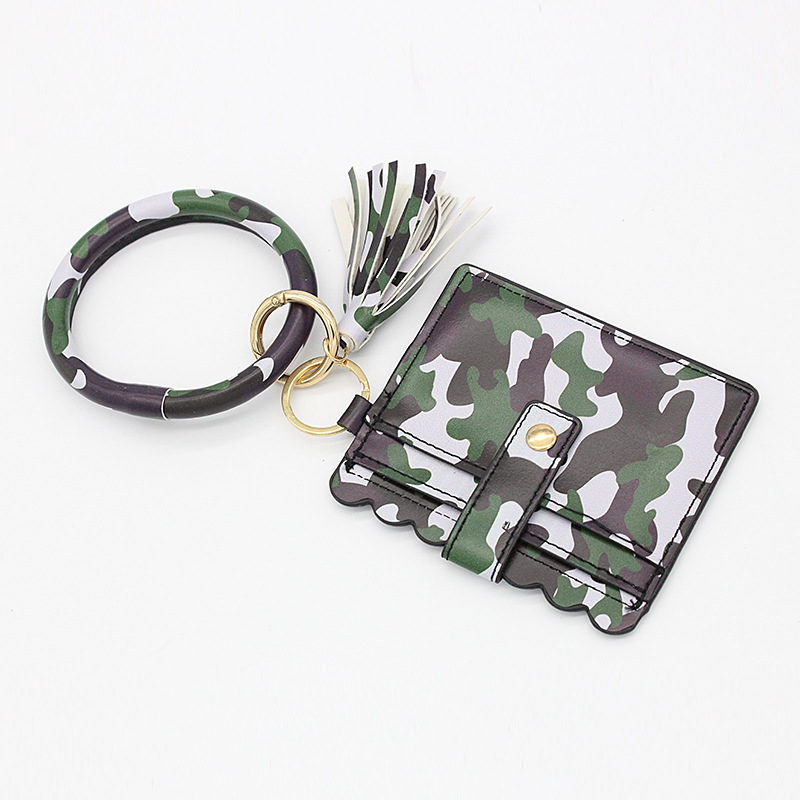 欧美热销豹纹手镯钥匙扣手环PU皮革爆款包包卡套卡包
