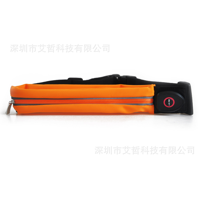 莱卡布腰包LED发光户外运动防水手机包USB可充电厂家直供