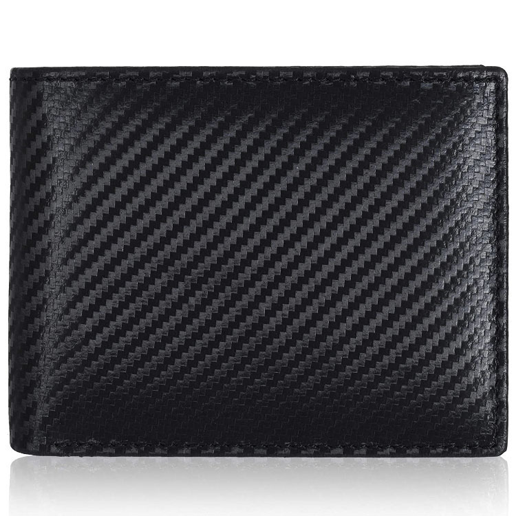 男士钱包 真皮RFID防消磁碳纤维钱包 短款两折活页钱包