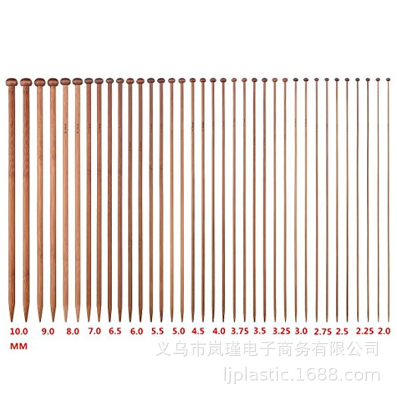 亚马逊爆款35cm竹木长棒针毛衣针套装 竹棒针18付一套装KN022