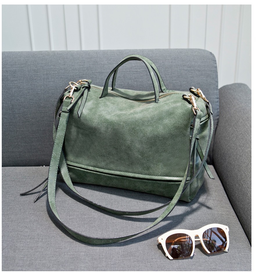 外贸女包新款 韩版时尚手提女包 PU单肩包多拉链磨砂机车包女