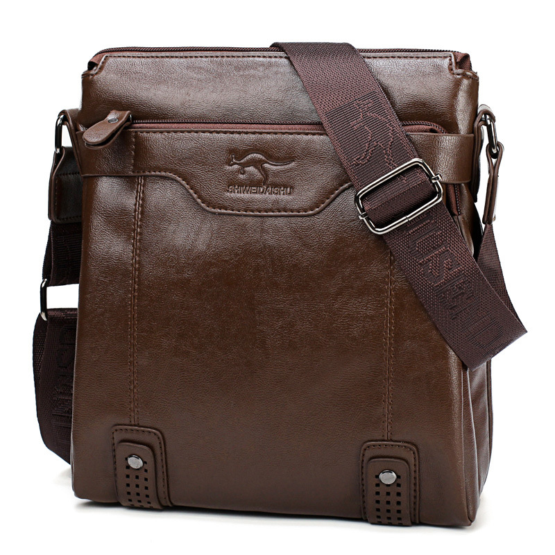 世威袋鼠男包商务休闲斜挎包双层男士单肩包货源批发男包拎包
