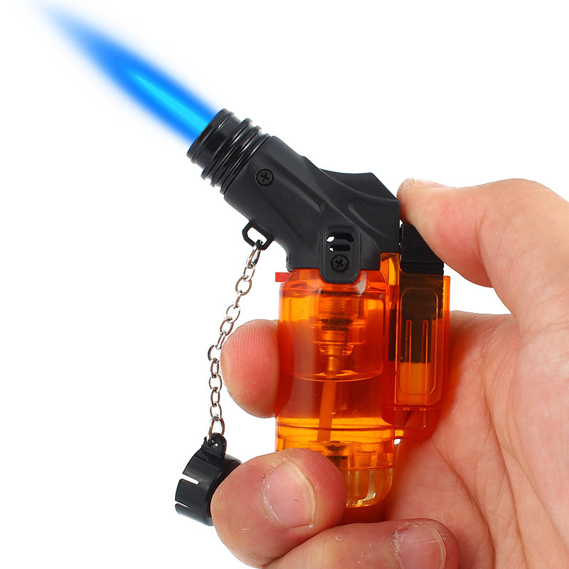 家用厨房户外塑料透明充气式防风单直冲可定火打火机