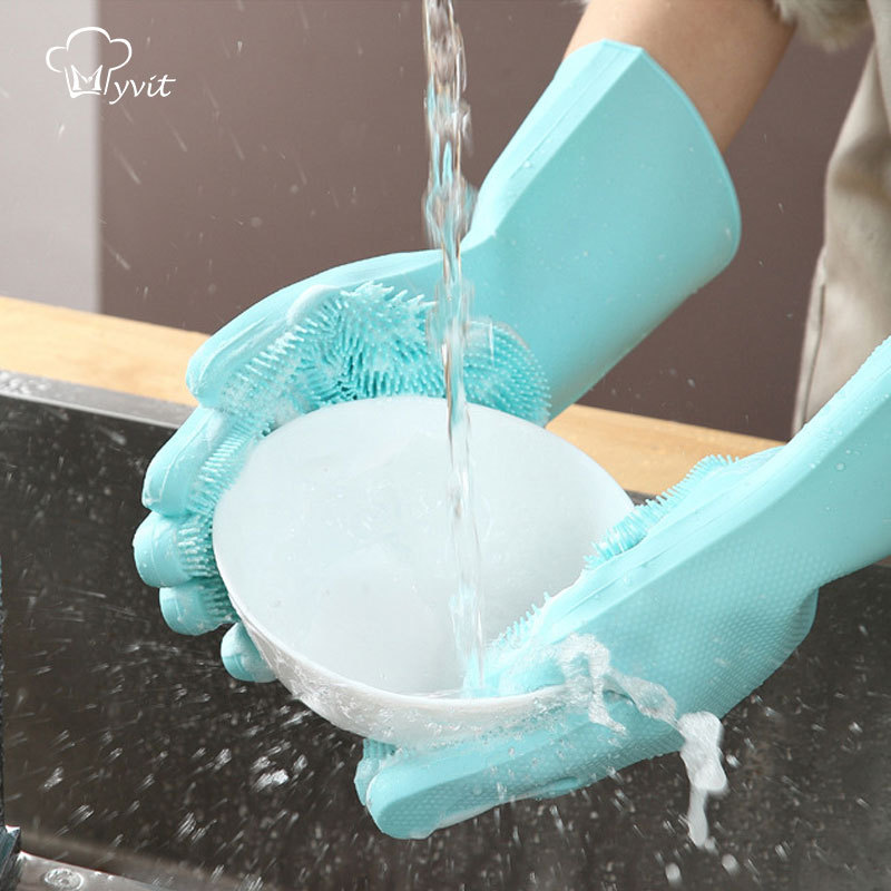 抖音硅胶洗碗手套洗碗刷家务手套厨房清洁神器厨房工具