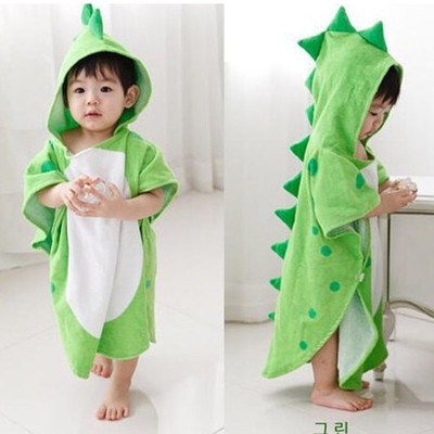 Children's bath towel cotton wearable pullover bath robe baby summer swimming cape with cap bath towel cape
