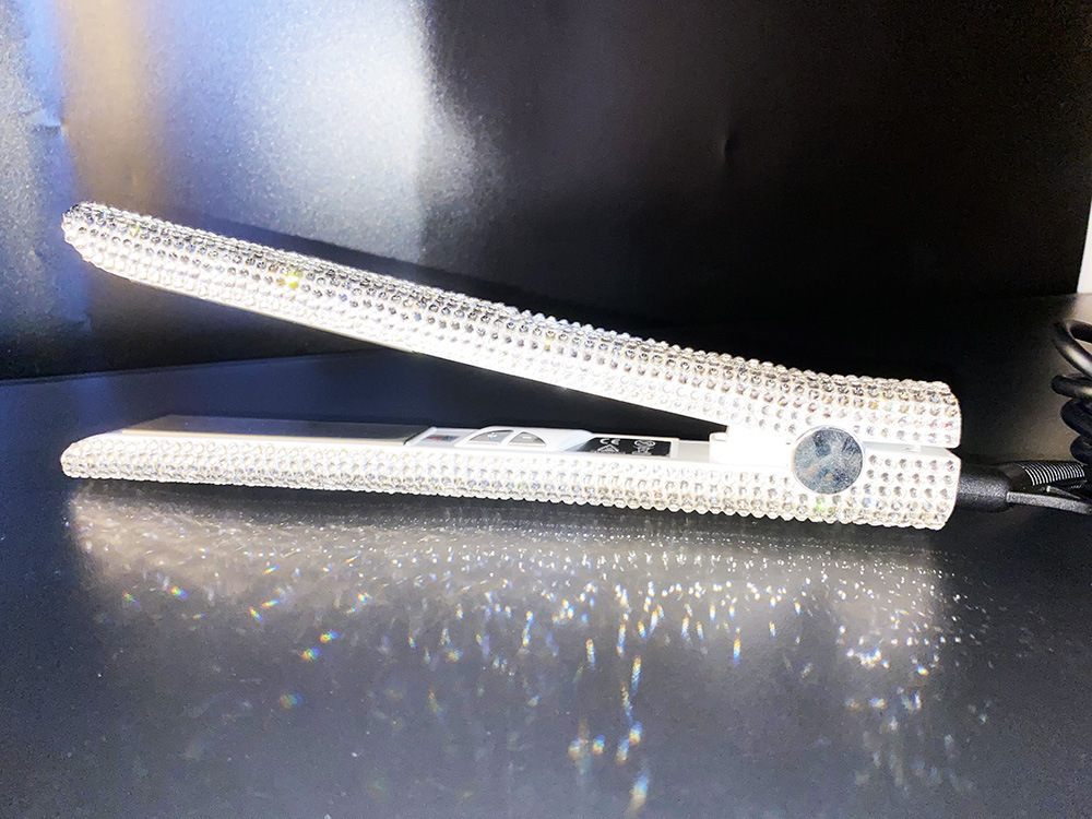 镶钻直发棒贴钻直发器粘钻直卷两用夹板机烫发器贴满钻石