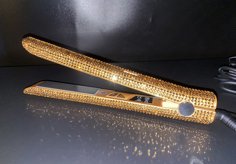 镶钻直发棒贴钻直发器粘钻直卷两用夹板机烫发器贴满钻石