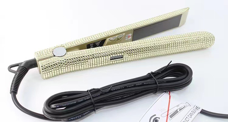 镶钻直发棒贴钻直发器粘钻直卷两用夹板机烫发器贴满钻石