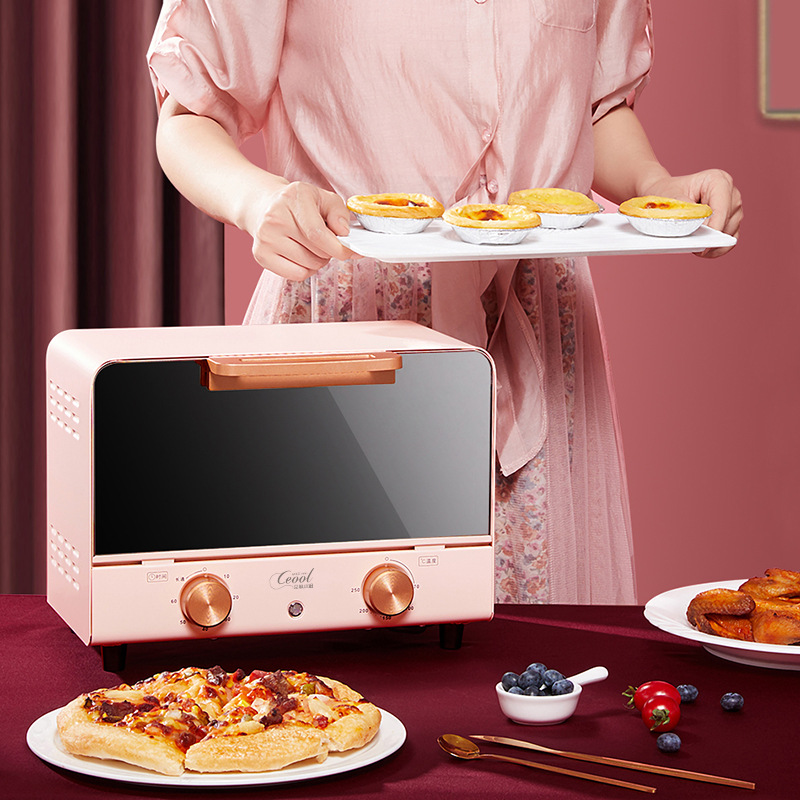爆款多功能电烤箱 家用卧式小型镜面烤箱10L迷你烘培烤箱定制
