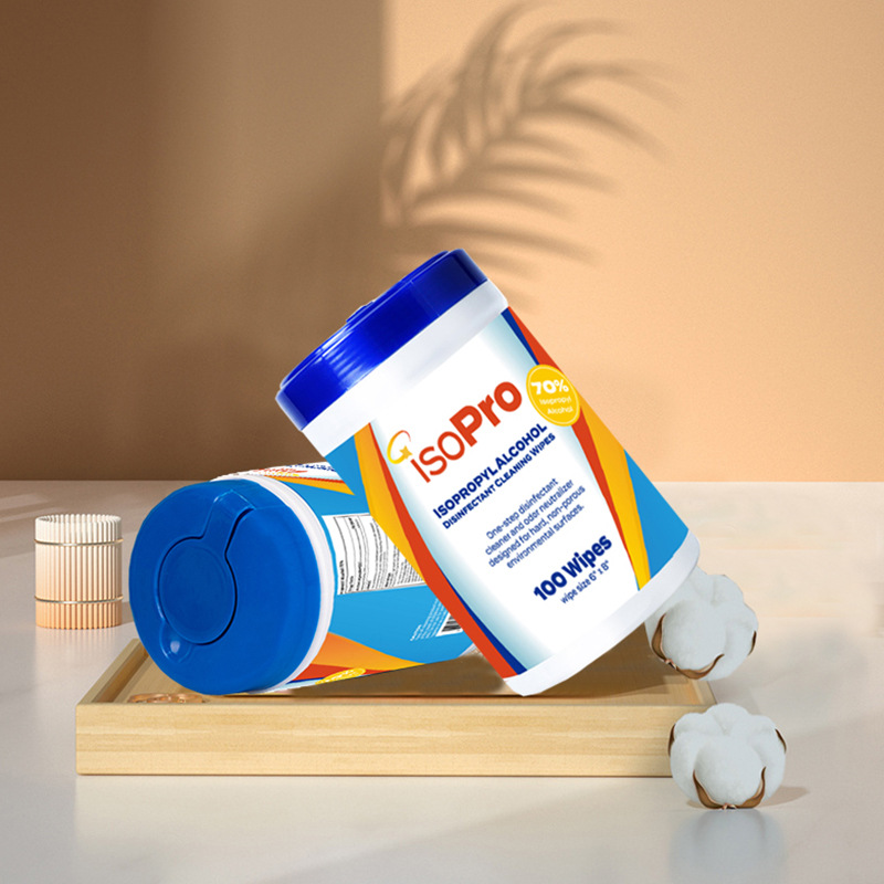 外贸消毒湿巾罐装英文版100抽桶装镜片屏幕擦拭清洁湿巾