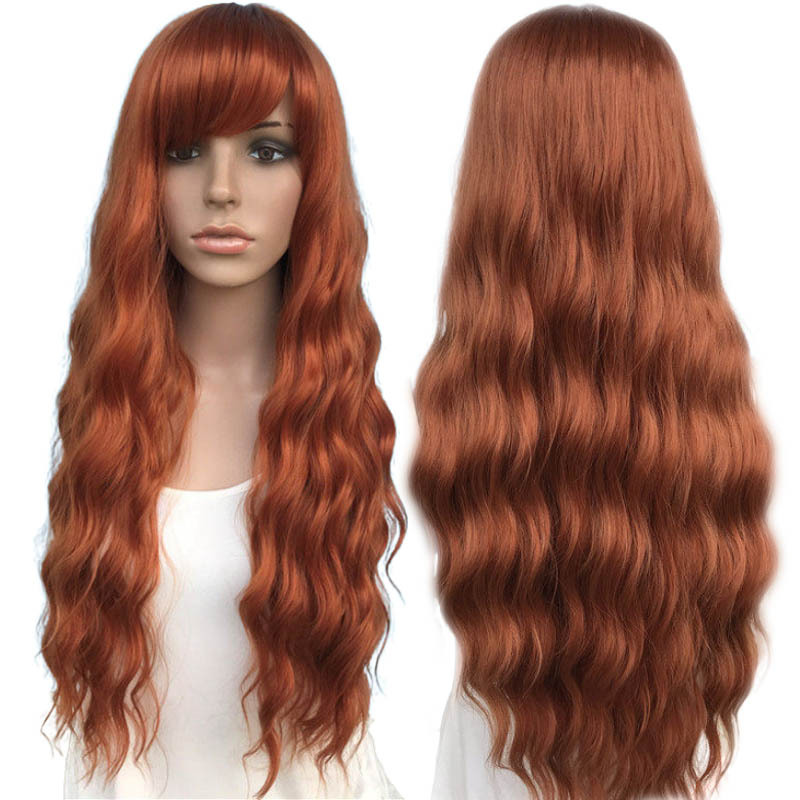 欧美假发爆款跨境长卷发机制化纤头套大波浪玉米烫金色发套厂直销