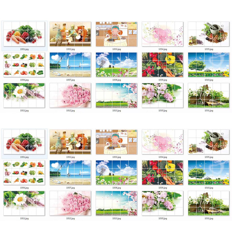6psc自粘壁画自粘墙贴 厨房锡箔纸阻燃 防油贴自粘壁画墙贴纸批发