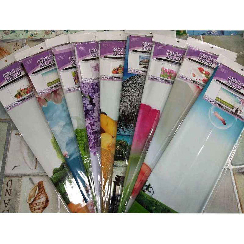 6psc自粘壁画自粘墙贴 厨房锡箔纸阻燃 防油贴自粘壁画墙贴纸批发