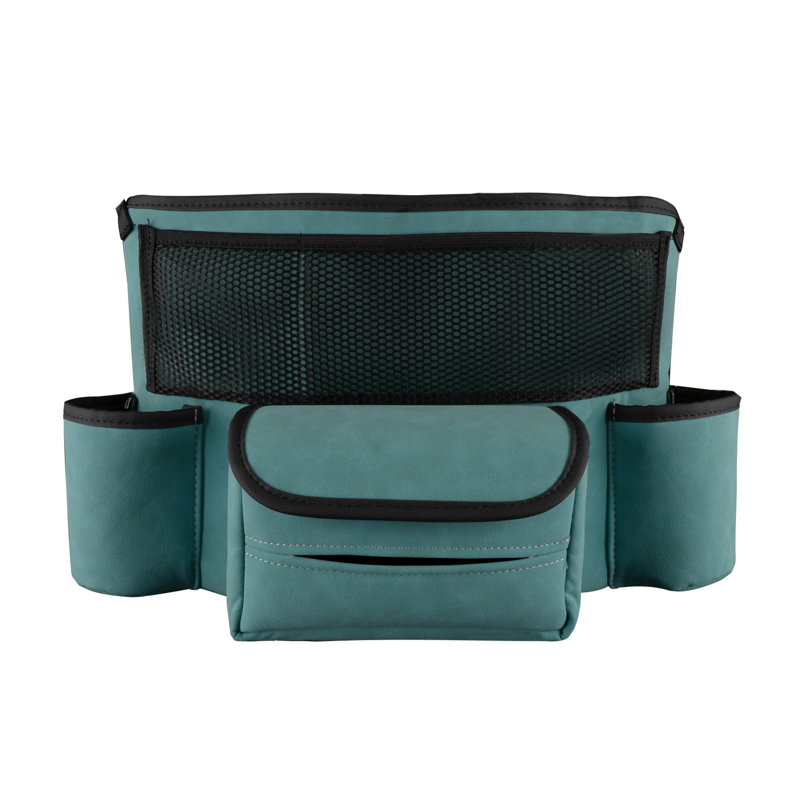 汽车座椅中间收纳储物网兜多功能车载翻毛皮整理置物带车载收纳包