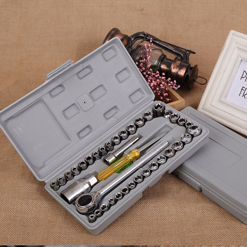 40件套工具套装组合 汽车车载工具箱  套筒组合扳手维修工具应急