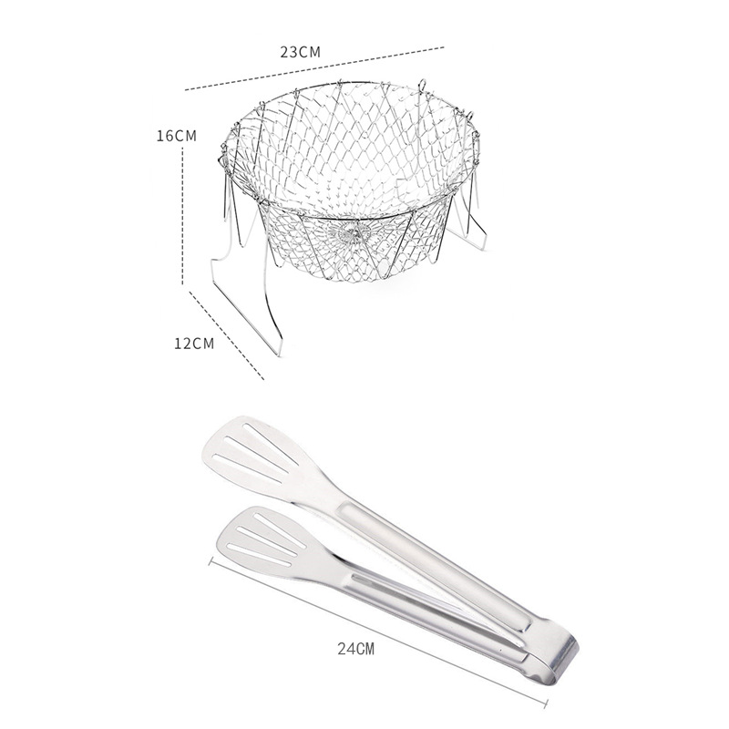油炸网不锈钢折叠油炸篮家用油炸滤油网多功能油炸工具沥水篮子