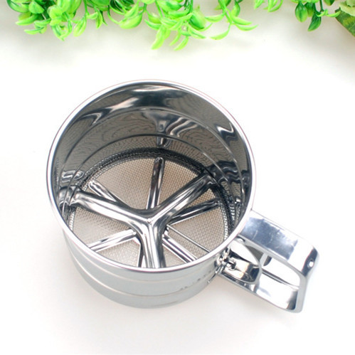 烘焙工具新款粉筛 藕粉不锈钢手拉式面粉糖粉 米粉 加厚圆形