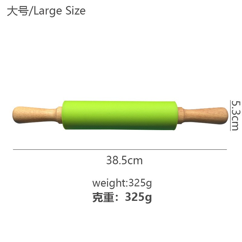 家用硅胶擀面杖实木手柄滚轴饺子擀面棍不粘食品面粉棒烘培工具