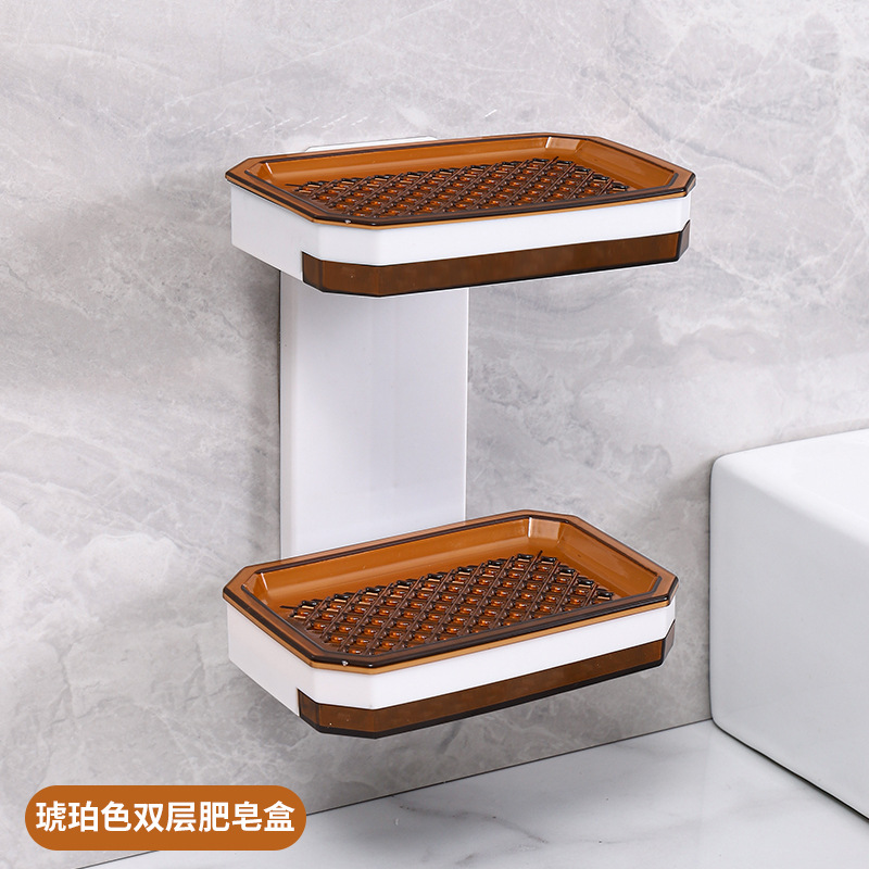 肥皂盒壁挂式沥水家用高档新款卫生间浴室放香皂双层置物架免打孔