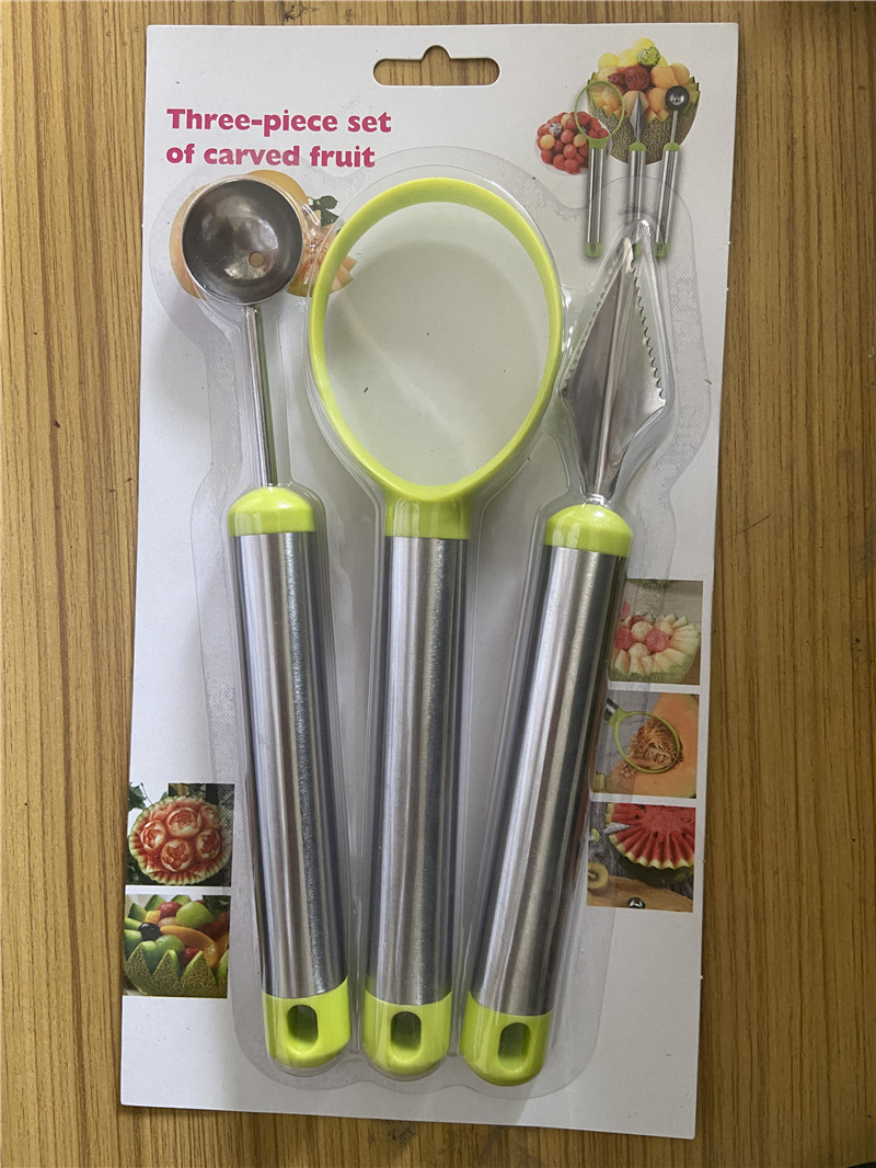 家用切水果神器不锈钢挖球切西瓜挖球勺雕花刀分割器拼盘工具套装