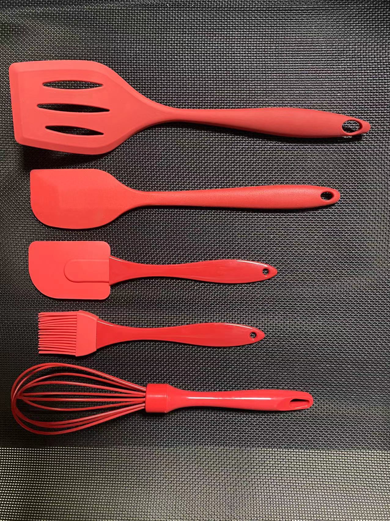 厂家直销硅胶蛋糕烘培工具5件套硅胶刮刀油刷奶油搅拌刀厨房创意