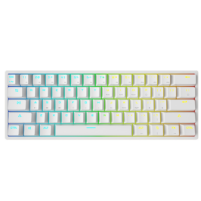 裂纹K620有线机械键盘青轴红轴电竞游戏发光笔记本电脑Type-C61键