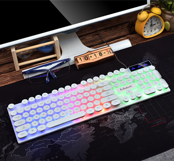 蝰蛇KM320有线键鼠套装悬浮U+U橙色字透发光裂纹游戏键盘鼠标套装