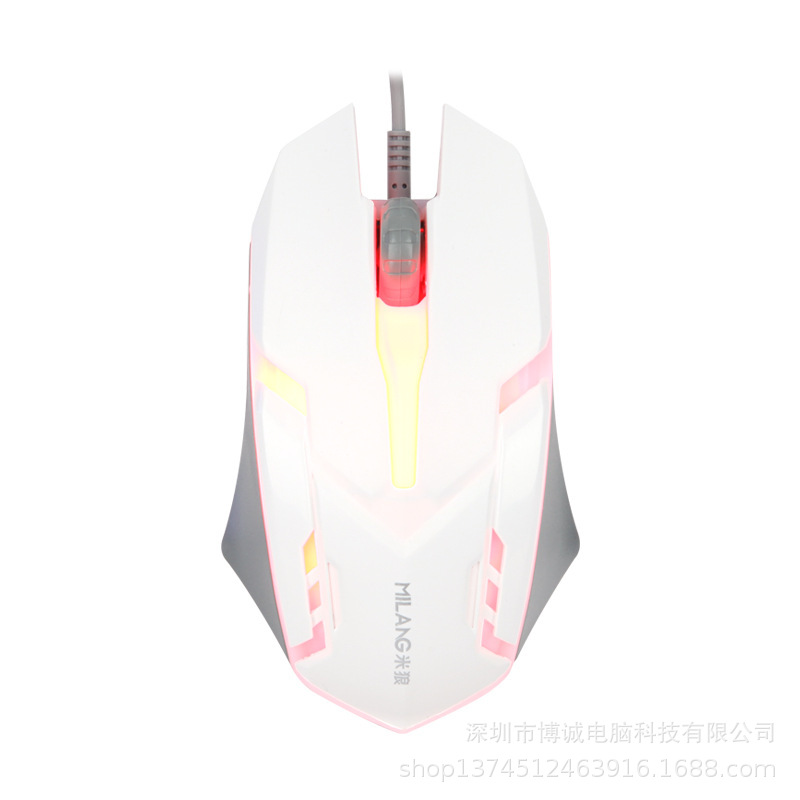 米狼M3 发光鼠标批发有线游戏发光电竞鼠标七彩呼吸灯usb鼠标加重