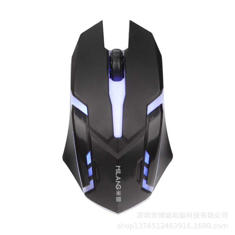 米狼M3 发光鼠标批发有线游戏发光电竞鼠标七彩呼吸灯usb鼠标加重
