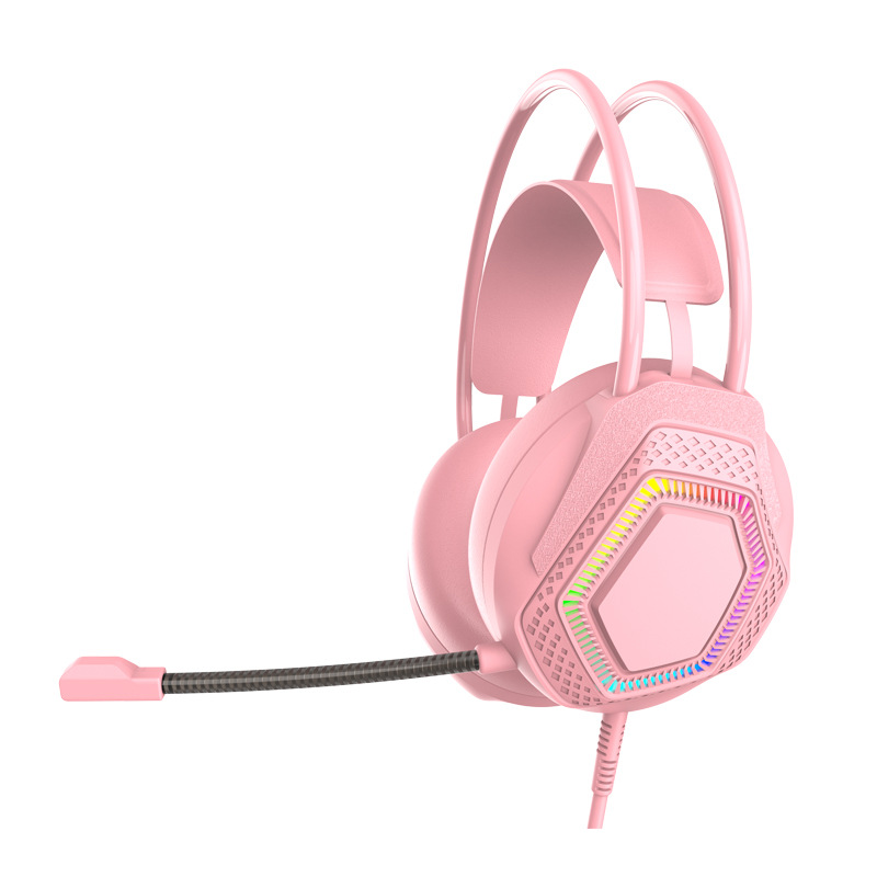 R601 头戴式电脑耳机台式电竞游戏RGB发光耳麦7.1USB有线跨境虾皮