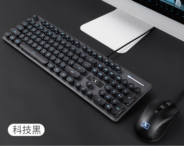 新盟N520无线朋克机械手感键盘鼠标套装办公商务女生键鼠ebay