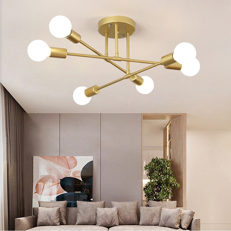 Retro Simple Six Head Restaurant Lamps Nordic Atmosphere Living Room Bedroom Lamps Room Ceiling Lamps Cross-border Exclusive Supply