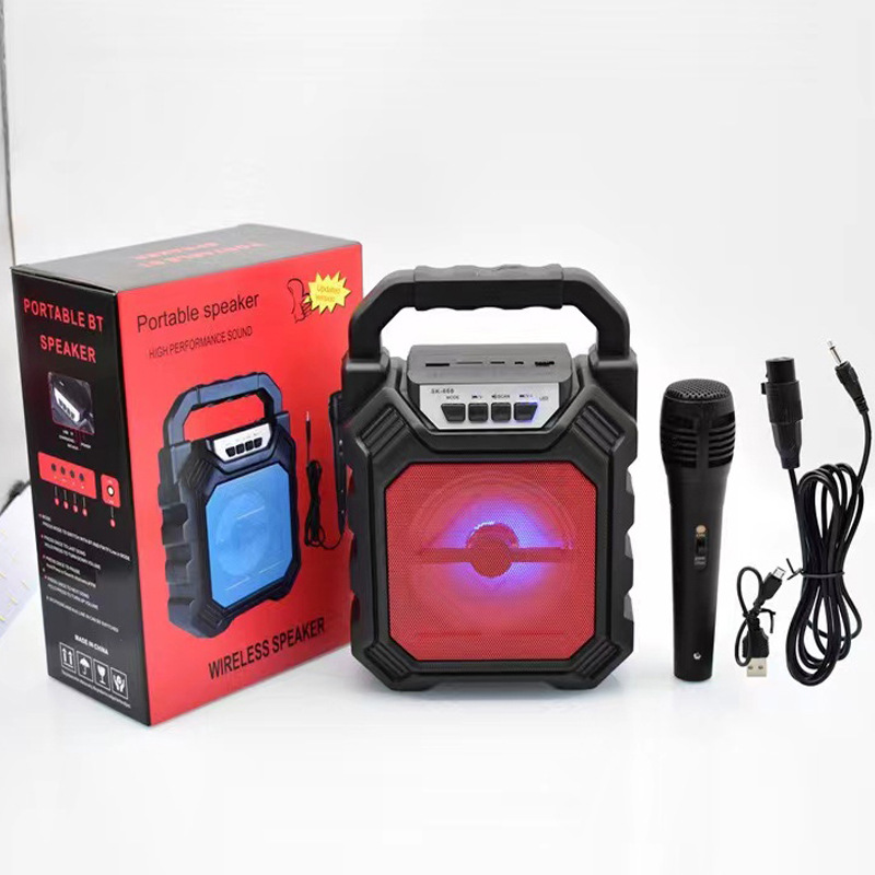 4寸蓝牙音响户外广场舞便携式低音炮家用麦克风K歌电脑小音箱批发