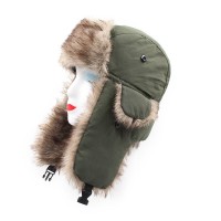 胶囊设计超保暖冬季实心轰炸机捕手帽，带人造毛皮