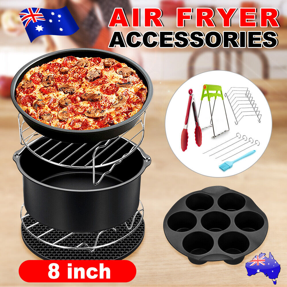 14PCS Air Fryer Accessories Pizza Rack Oven Roast Cake Pan Tray P