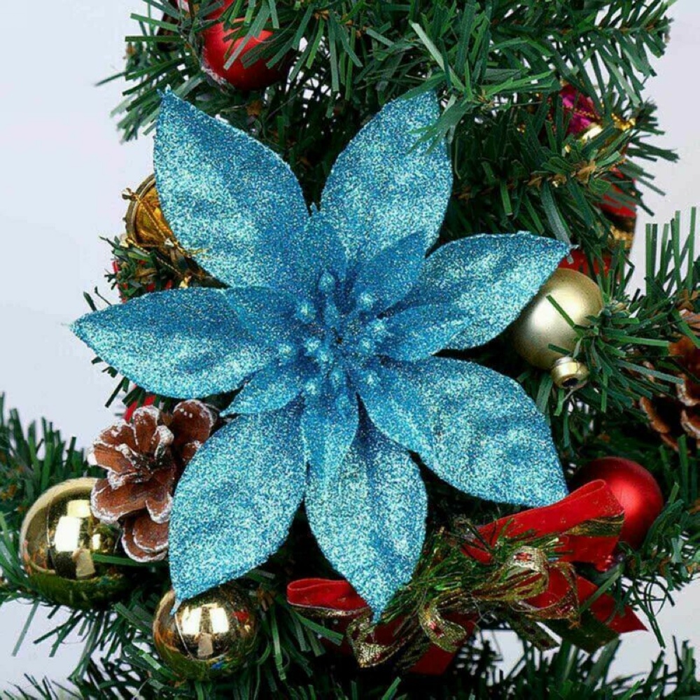 纯色实心金粉圣诞装饰花-包邮价