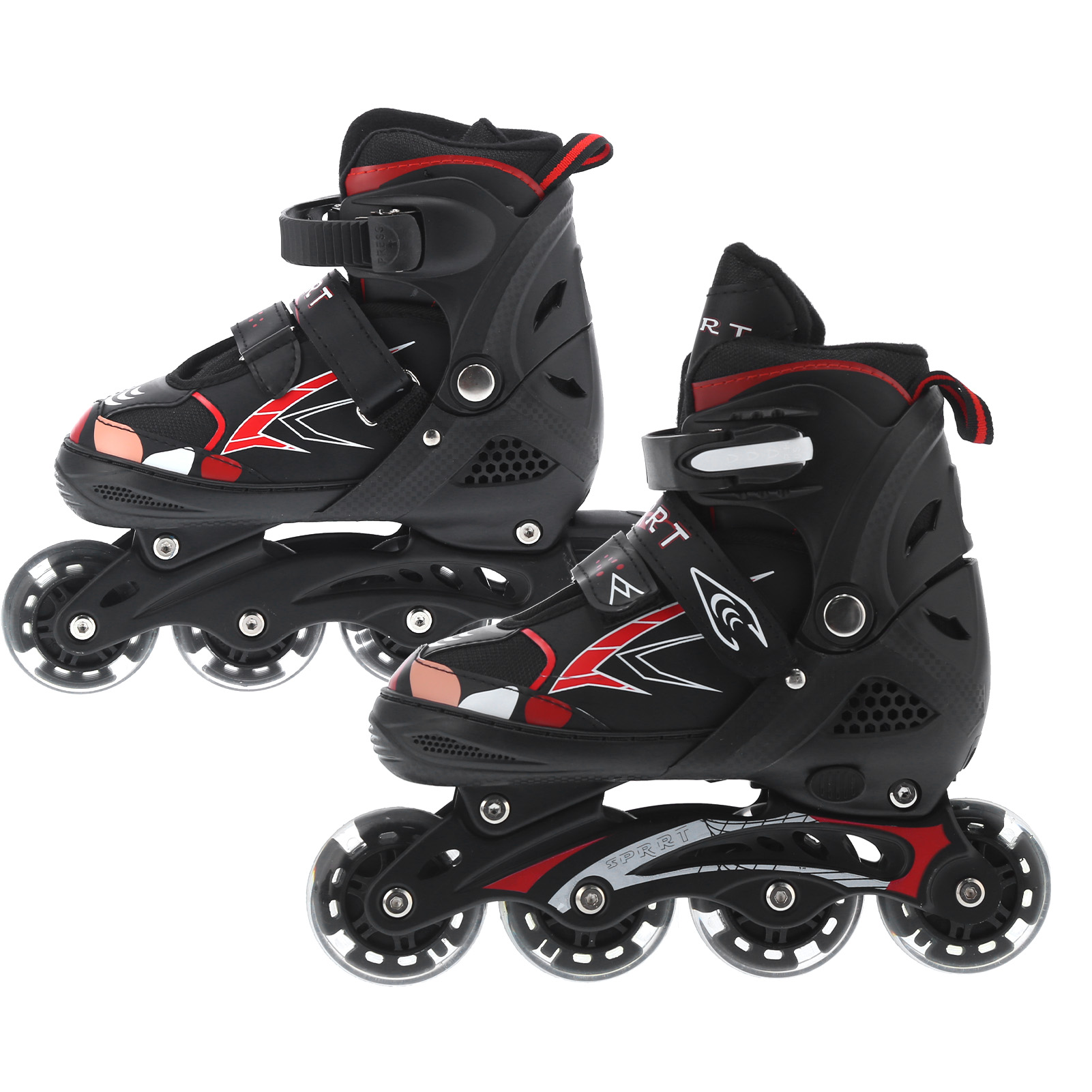 Kids Adjustable Inline Outdoor Roller Skates with Self‑Generating Electricity Light WheelRed S