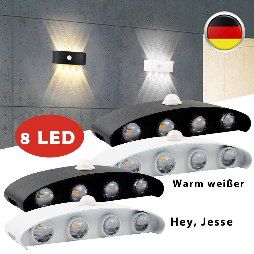 8W LED Außenleuchte mit Bewegungsmelder Up Down Licht Led Wandlampe Sensor