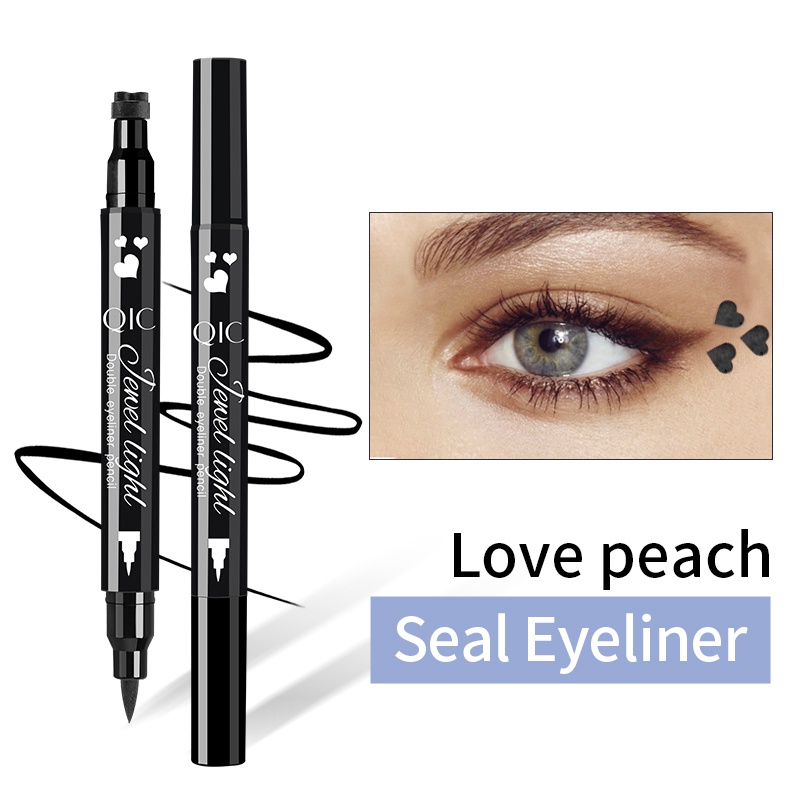 【HUAREN】眼线笔 2in1，两个头，切割头和泵头，6 种可爱形状，深色、锐利、防水、防汗、持久