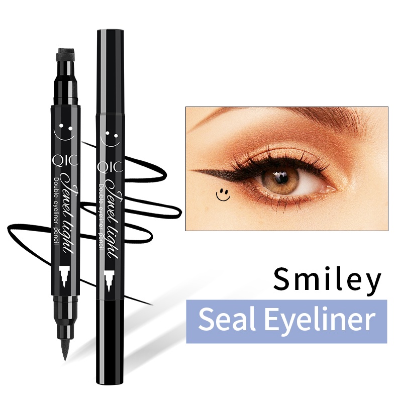 【HUAREN】眼线笔 2in1，两个头，切割头和泵头，6 种可爱形状，深色、锐利、防水、防汗、持久