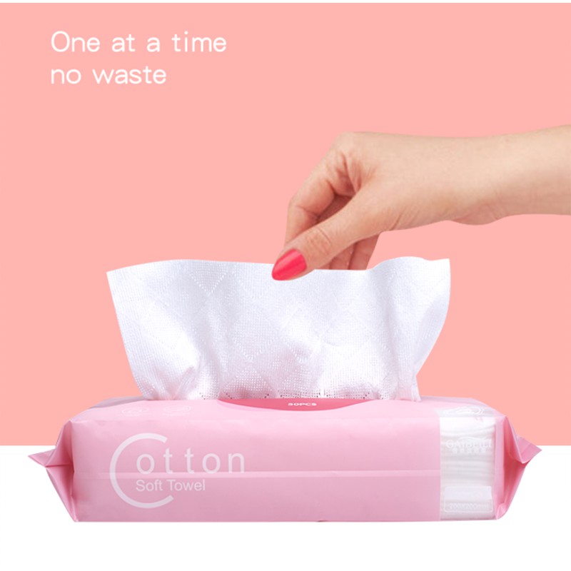 【HUAREN】面巾纸，棉，50张，湿巾清洁面部，使用方便，使用方便，可提取纯棉美容巾